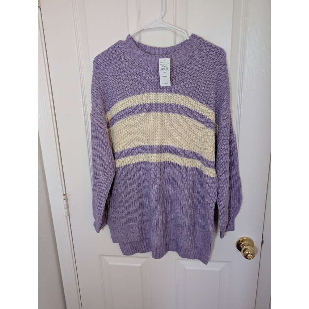 American Eagle Outfitters Sweater Womens Small Purple Striped Knit NWT